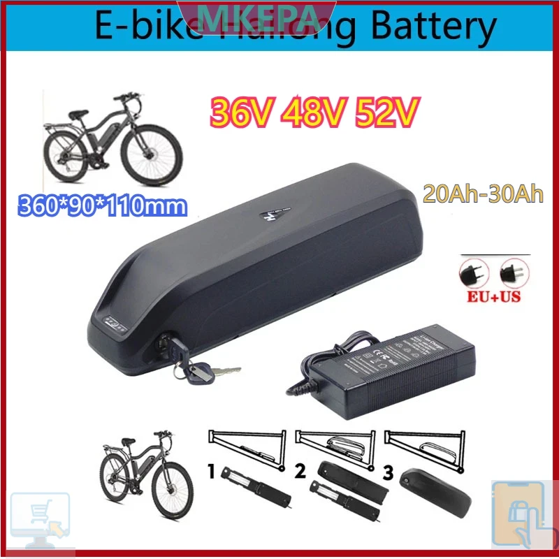 🔋36-48-52V For Motor Electric  - Ebike Battery 48V 20Ah Hailong 评论和价格