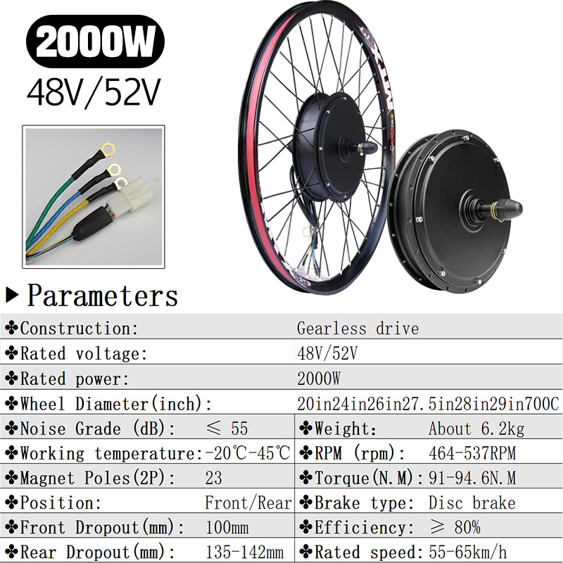 MTX 48V52V 2000W Ebike Motor W - Ebike Conversion Kit 72V 3000W 评论和价格
