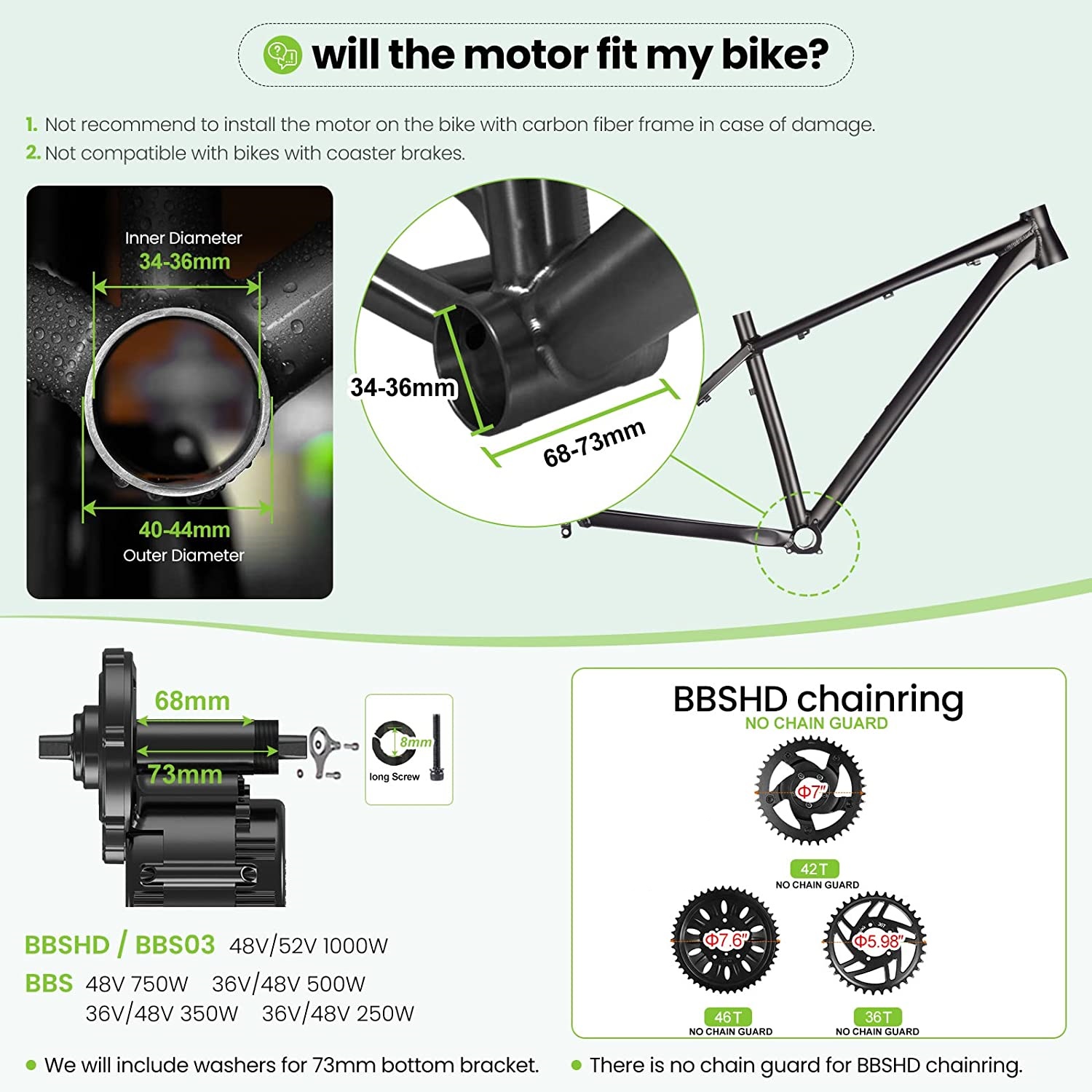 Bafang UART 48V/52V 1000W Mid  - Mid Drive Motor Kit 52V 1000W 评论和价格